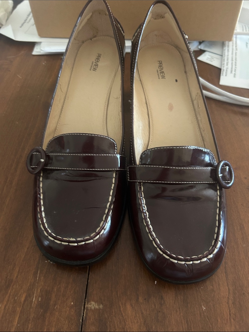 Preview International Burgundy Patent Heels with Buckle
